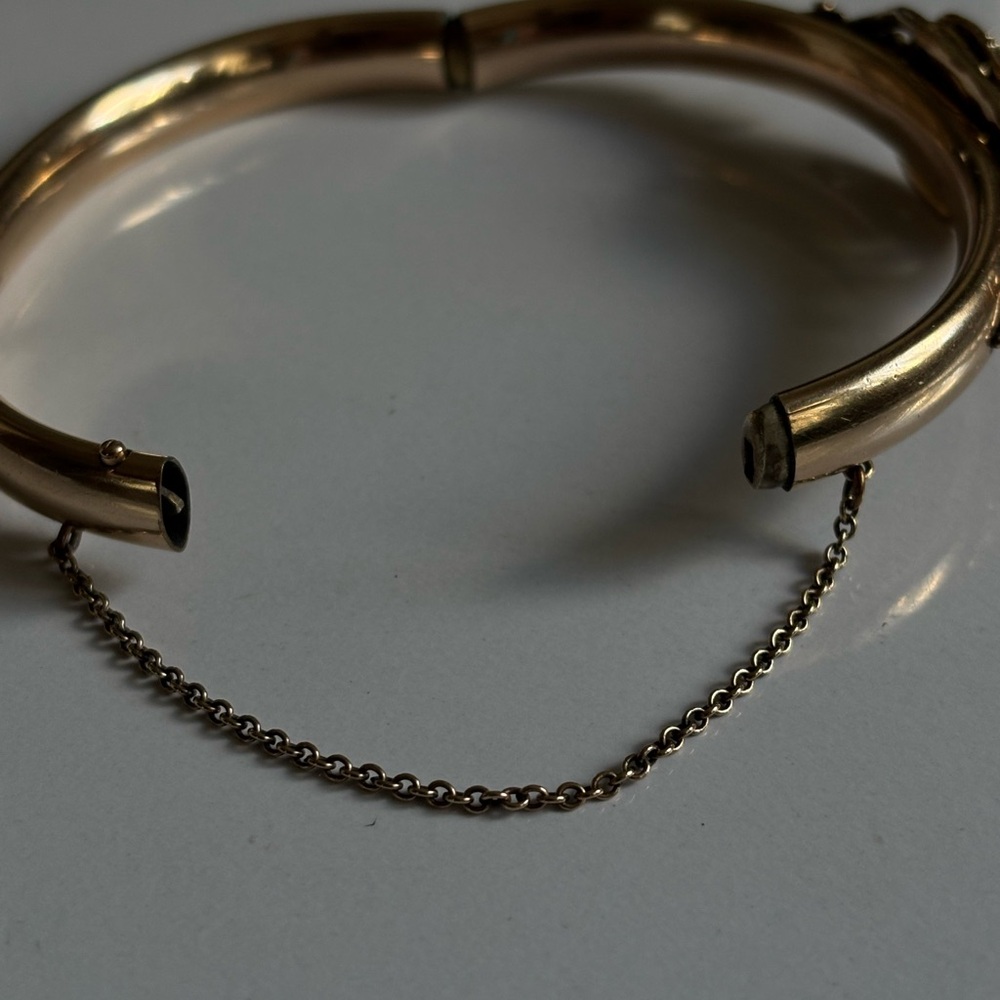 Unique Vintage Austin&Stones Gold filled- plated Hinged Bangle Bracelet  1907ss - Picture 7 of 14
